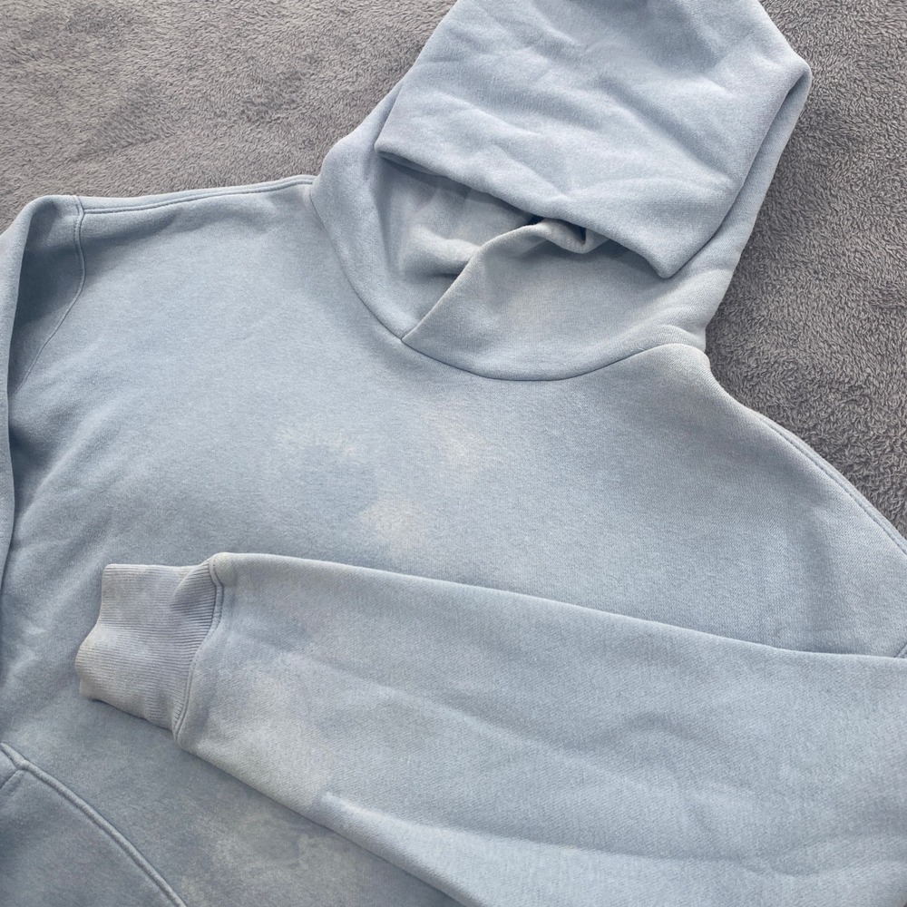 Abercrombie & Fitch Hoodie Mens Small Blue Relaxed Soft Distress Fleece Pullover